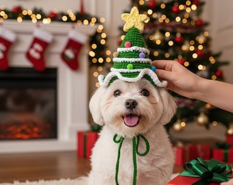 Cappello di Natale fatto a mano per animali domestici - Cappello di Babbo Natale all'uncinetto per gatti e cani di piccola e media taglia