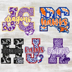 Mascota de letras con purpurina sintética de leopardo personalizada PNG, diseño de escuela, espíritu de equipo, maestro, día del juego, porristas de fútbol para sublimación, camiseta DTF
