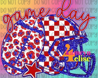 Game Day Football PNG | Sports | Football Game day Football png | Retro Vintage Football GAMEDAY | Red White Blue Helmet & Ball Design