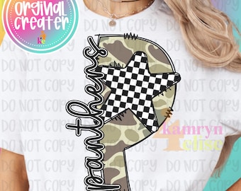 Panthers Camo PNG: Checker Stars Mascot, School Spirit (Digital Download)