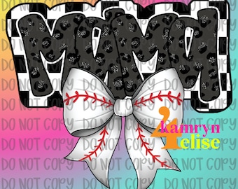 Black Baseball Mama PNG: Leopard Glitter Design (Digital Download)