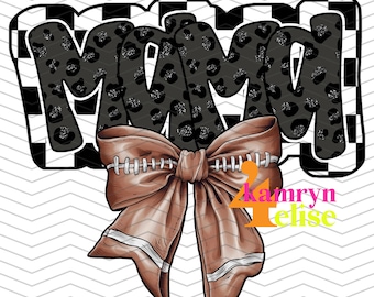 Black Football Mama PNG, GameDay, Glitter, PNG, Team Spirit, Game Day, Football Bow Design, Trendy, Leopard, Checkered, Coquette PNG