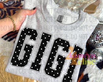 GIGI PNG | Mama w kropki | Projekt Gigi Varsity | Modna mama | Czarno-biały projekt sublimacji Gigi | Projekt transferu DTF