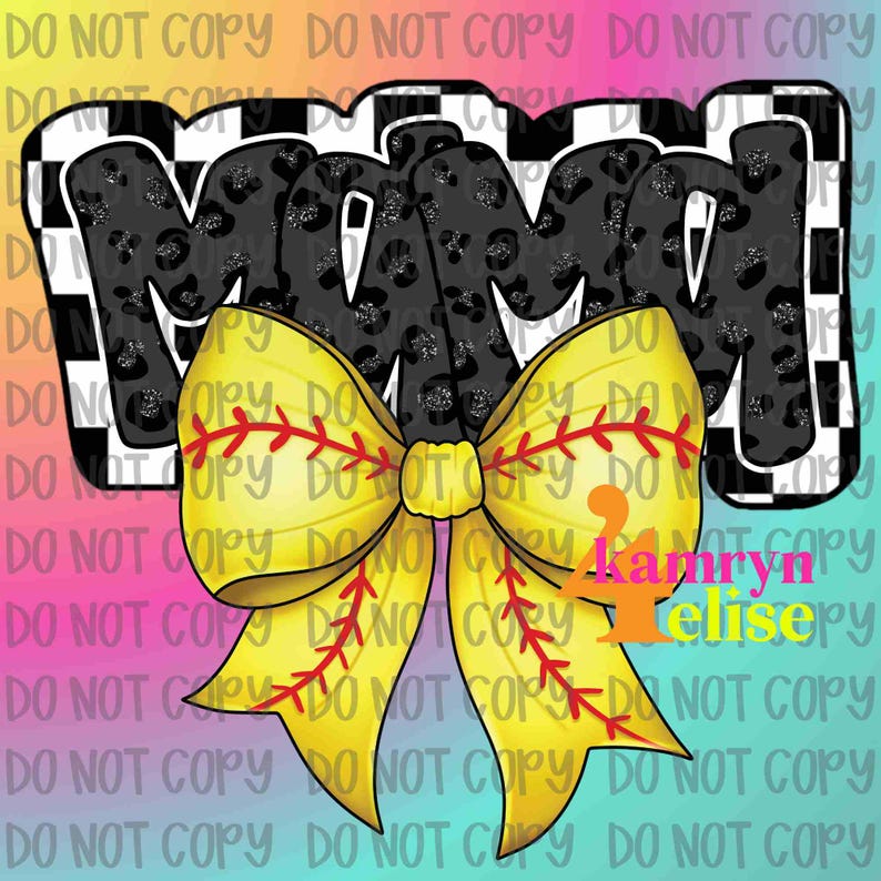 Black Softball Mama PNG, GameDay, Glitter, PNG, Team Spirit, Game Day, Softball Bow Design, Trendy, Leopard, Checkered, Coquette PNG image 1