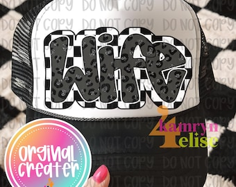 Wife Leopard PNG | Trendy Wife Sublimation Design | Checkerboard Digital Download | Trendy Wife PNG | Retro Wife Design | Wife Shirt
