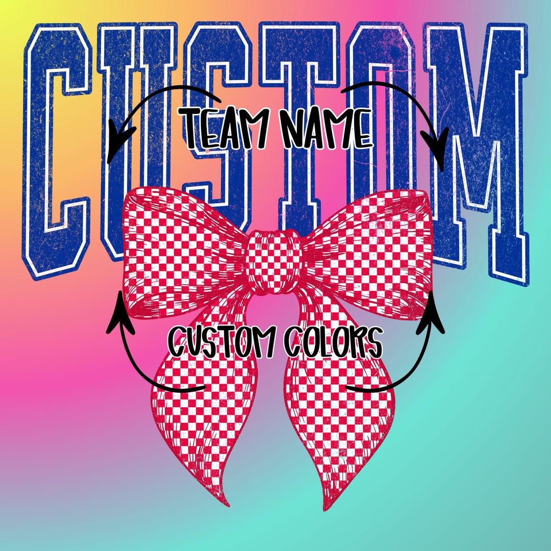 Team Name Pattern Custom Sports Team PNG | Personalized Bow Design | Distressed Varsity ...