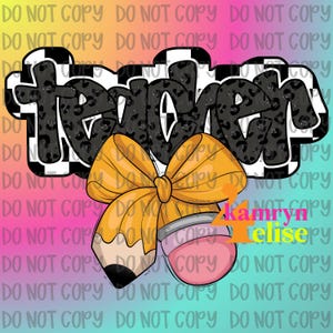 Teacher PNG Bundle | Cute Leopard Print Pencil Bow Digital Download | Teacher PNG | Pencil Bow | Coquette png | Leopard Teacher png Design