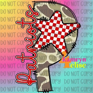Patriots Camo PNG: Checker Stars Mascot, School Spirit (Digital Download)