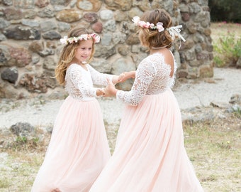 Robe cérémonie demoiselle d'honneur Annette rose de 6 mois à 12 ans - Stock ou Précommande