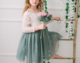 Robe cérémonie demoiselle d'honneur Zoé vert sauge 6 mois à 12 ans - En stock ou Précommande