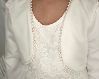 Veste boléro spécial cérémonie en satin modèle Perline de 18 mois à 14 ans