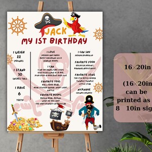 Priate First Birthday Party Poster , 1st Birthday Party Sign Boy ,Printable Birthday Poster ,Editable Birthday Poster ,Digital Download