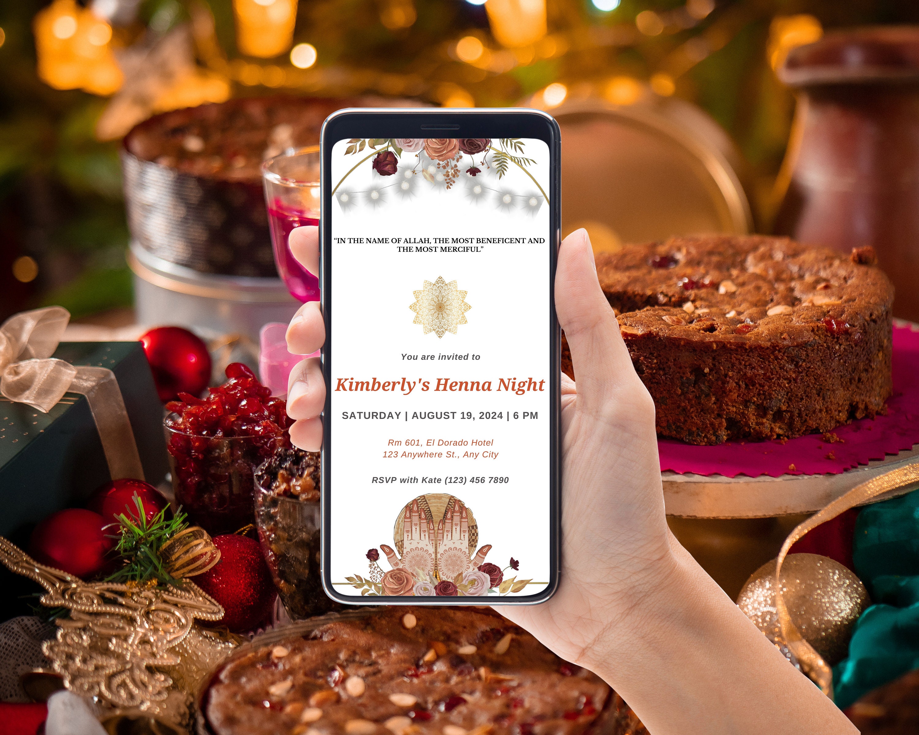 Kina Gecesi Davetiye, Henna Night Invitation, Simple and Elegant