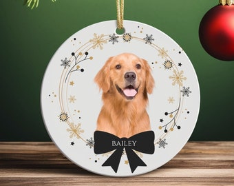 Custom Pet Photo Christmas Ornament, Personalized Dog Cat Memorial Keepsake, Pet Portrait Holiday Decor