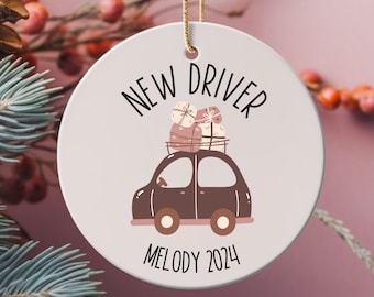 Personalized New Driver Ornament, Holiday Decor for Teenage Daughter Driver, Ceramic Keepsake