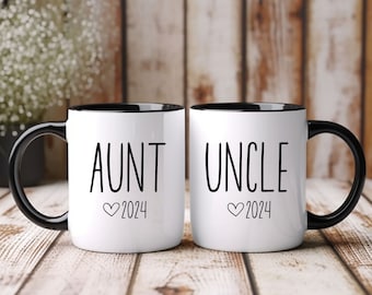 New Aunt Uncle Custom Gift, Pregnancy Reveal Aunt Uncle Gift, New Aunt and Uncle Mugs, Aunt-to-be Mug, Uncle-to-be Mug