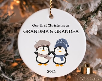 New Grandparents First Christmas Ornament, Grandma Grandpa Christmas Ornament, Custom Name Grandparents Ornament, Grandparents Gift