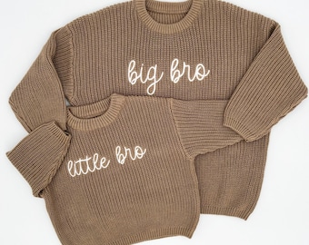Big Bro Little Bro Matching Outfits, Brother Sweaters, Custom Kids Knit Sweater, Toddler Gifts Big Brother, Sibling Match Shirts