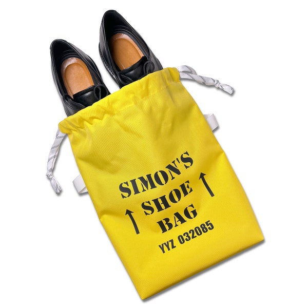 Personalized Safety-Inspired Sturdy Waterproof Shoe Bag.  Part of AIR Collection. Perfect Gift for Flight Attendants and Travel Enthusiasts.