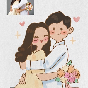 Retrato de caricatura personalizado, ilustración de pareja, arte personalizado, ilustración de pareja (descarga digital)