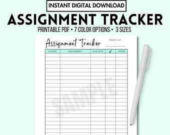 Assignment Tracker Printable Digital Download, Assignment Checklist PDF, Homework Project Tracker, Education Planner, US Letter A4 A5