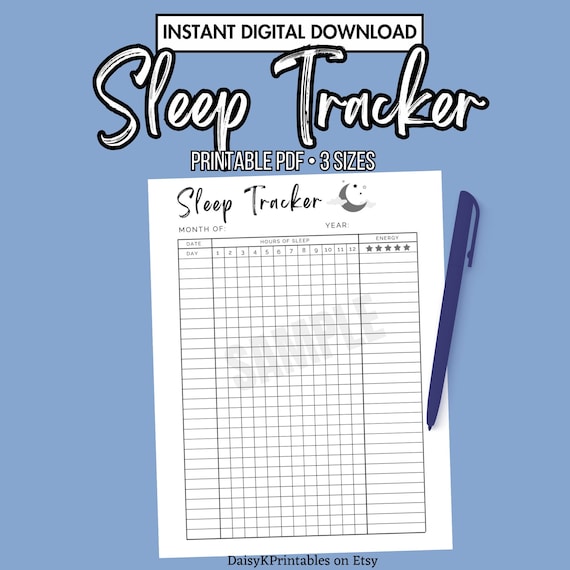 Sleep Tracker Digital Download, Sleep log, Energy log, Track Sleep Habits, Printable PDF, Monthly Sleeping Tracker US Letter A4 A5