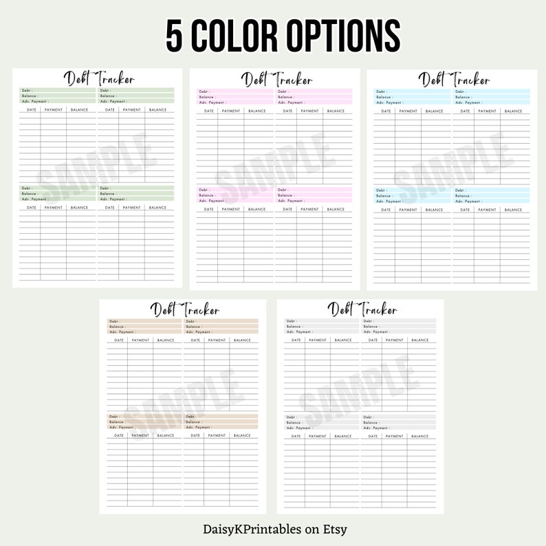 Debt Tracker Digital Download Printable, Money Debt Planner, Track Your ...
