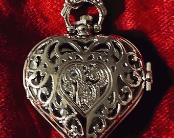 Beautiful Heart Pocket Watch on a Chain