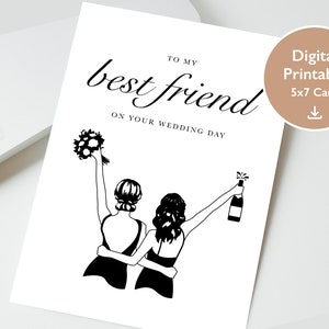 To my Best Friend Hochzeitskarte | Digital druckbare 5x7 Karte | An meine beste Freundin an ihrem Hochzeitstag | Schöne Hochzeits-Glückwunschkarte