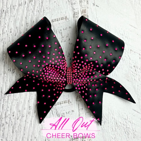Black and Neon Pink bling burst rhinestone Competition Cheer Bow