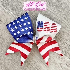 USA 4th of July Cheer Bow - Sublimated cheer bow - Red White and Blue Cheer Bow