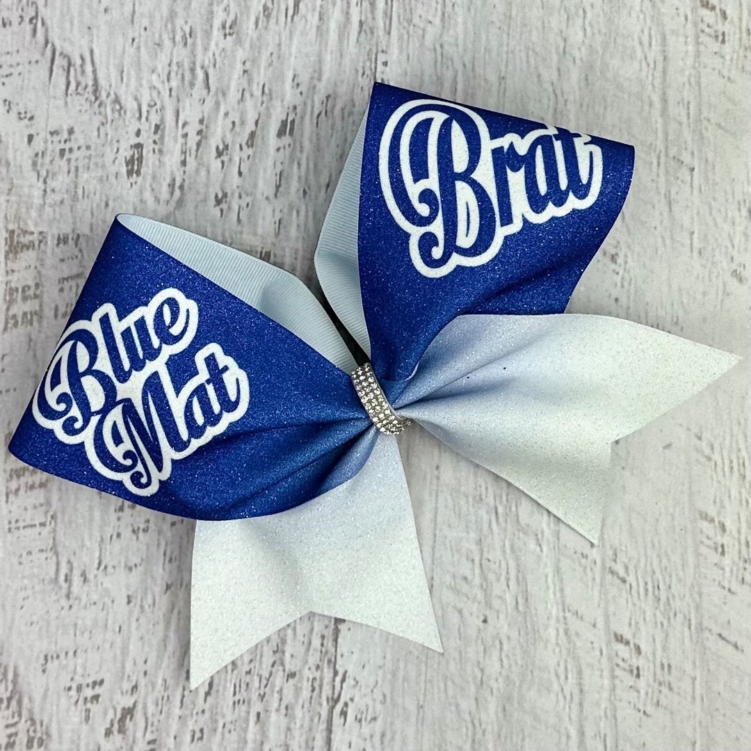 Blue Mat Brat Cheer Bow- Sublimated Cheer Bow - Etsy
