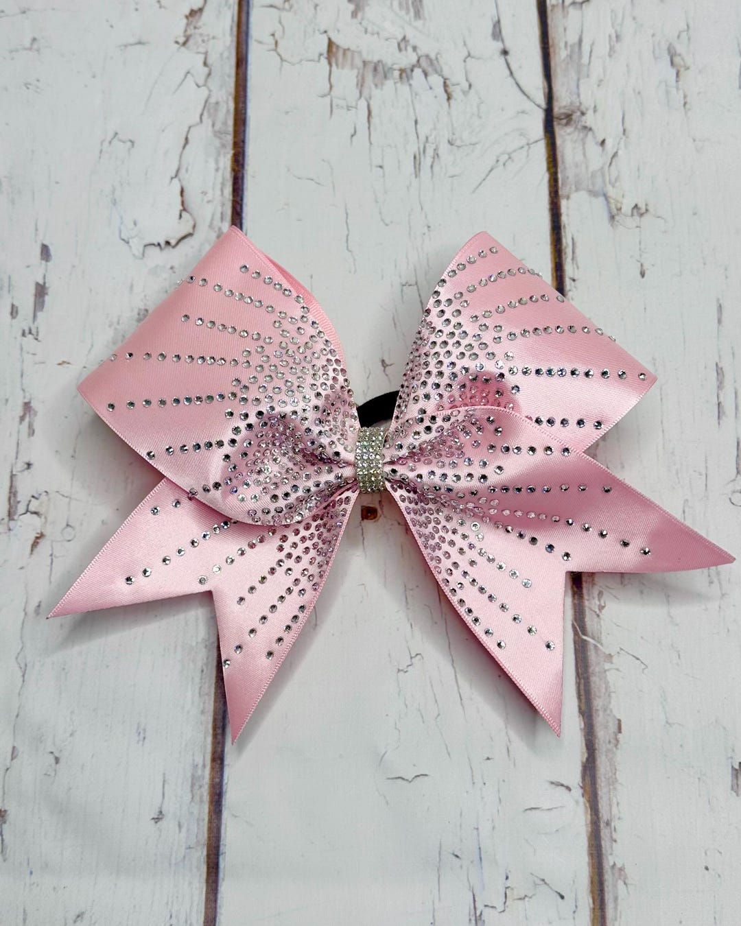 Pink Rhinestone Bow Light Pink Satin Cheer Bow With Crystal Rhinestones – Sparkle Extra ...