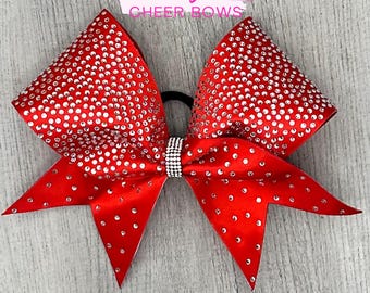 Red Cheer Ribbon 1pc Deep Red Cheer Bow, Full Glitter Ribbon With Rhinestones, Red ...