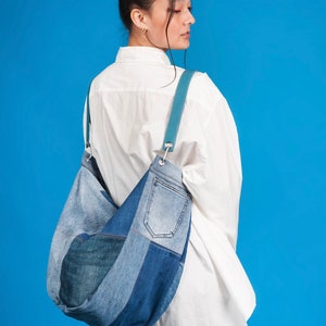 Upcycled Denim shoulder bag/backpack image 2