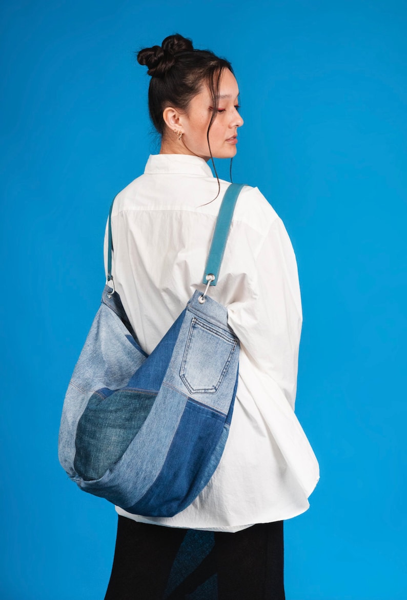 Upcycled Denim shoulder bag/backpack image 2