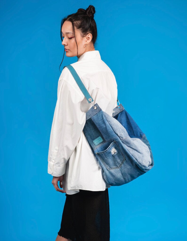 Upcycled Denim shoulder bag/backpack image 1