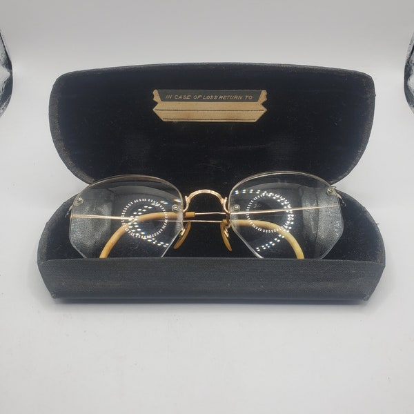 American Optical Shuron 12K GF Bifocal Glasses with Case