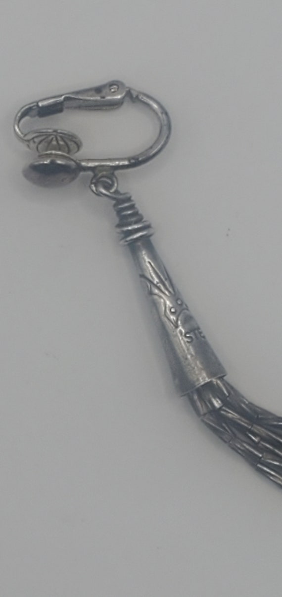 Vintage Estate Sterling Silver Rope Dangle Earrin… - image 4