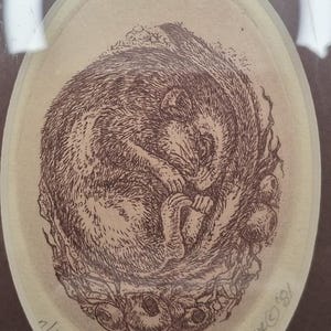 M.K. Howe Etching "Dormouse" Signed and Numbered