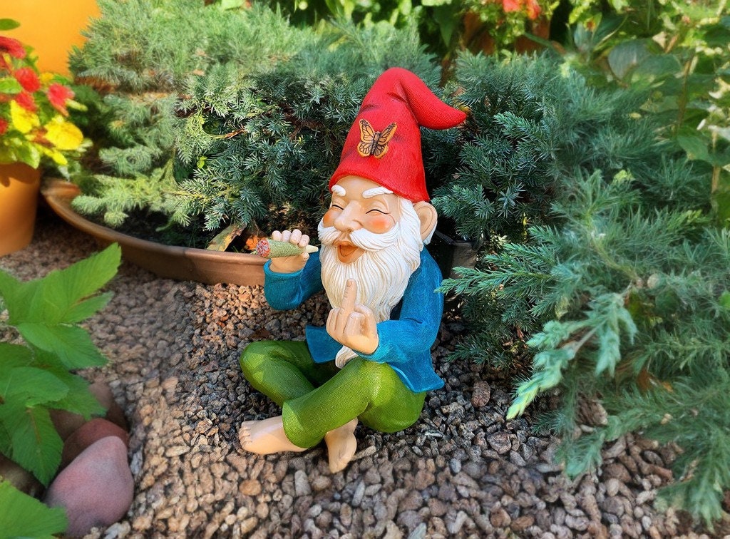 Wizard Middle Finger Garden Decorations Outdoor Funny Garden Gnome Statue, Middle Finger ...