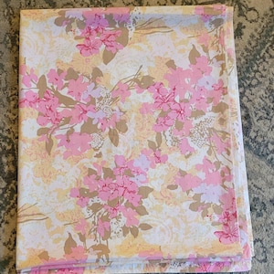 Lady Pepperell Vintage Full Double Flat Sheet Pink Flowers Floral Retro 1970s