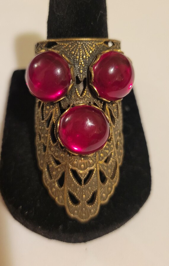 Shield Style Vintage Statement Ring Adjustable Re… - image 3