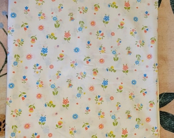 Vintage Floral Full Flat Sheet Charm House Flowers Pink Blue