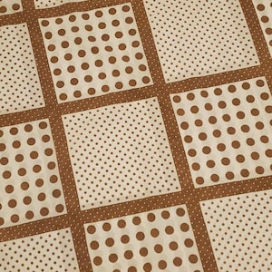 Pequot Circles and Dots Brown and White Pattern Vintage Full Size Flat Sheet