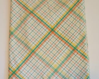 Tastemaker Vintage Twin Flat Sheet Plaid Yellow Orange Green