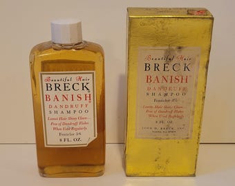 Vintage Breck Banish Dandruff Shampoo Original Box Packaging Glass Bottle