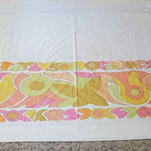 Vintage Emilio Pucci Springmaid Wondercale Double Full Flat Sheet 1970s Artist Retro Pink Yellow Fabric