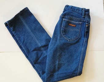 1970s Vintage Women's Wrangler Jeans Size 8 Denim Pants Dark Wash