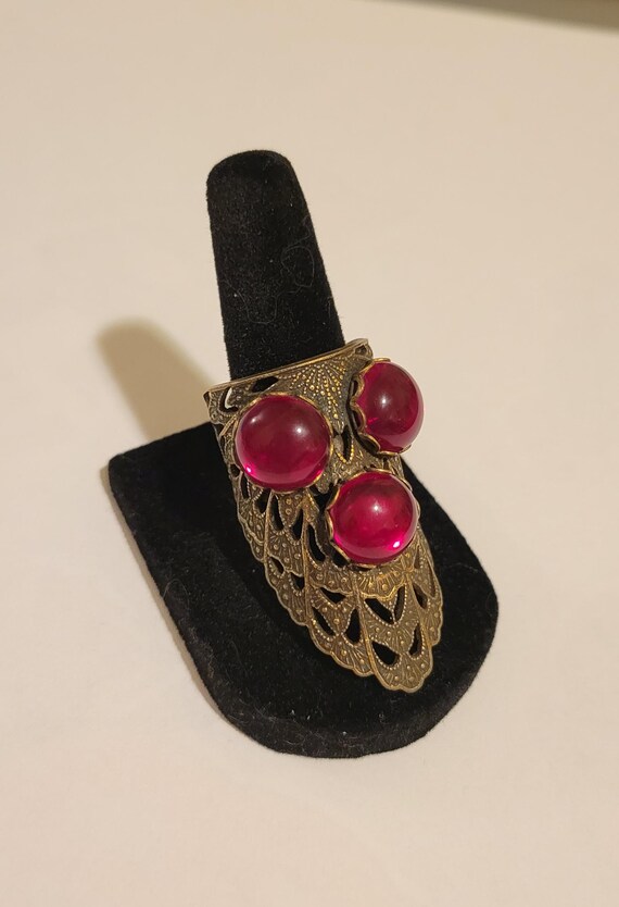 Shield Style Vintage Statement Ring Adjustable Re… - image 2